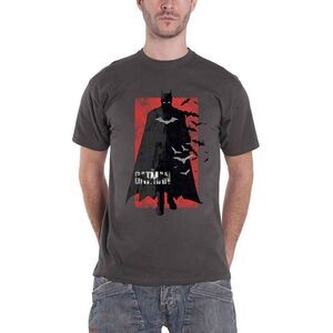 Batman Unisex Adult Distressed Logo Cotton T-Shirt / Charcoal Grey